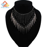 Summer Hot Necklace Dark Plated Chain Acrylic Beads Rivet Tassel