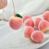 Summer Peach Belt Hanging Fruit Pendant DIY Ear Stud Pendants 8pcs