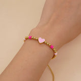 Summer Surfer Bracelet Plated Beaded Heart Charm Friendship Bracelet