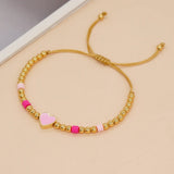 Summer Surfer Bracelet Plated Beaded Heart Charm Friendship Bracelet