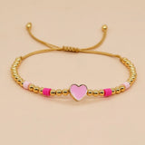Summer Surfer Bracelet Plated Beaded Heart Charm Friendship Bracelet