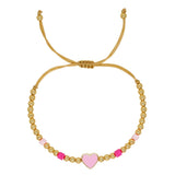 Summer Surfer Bracelet Plated Beaded Heart Charm Friendship Bracelet