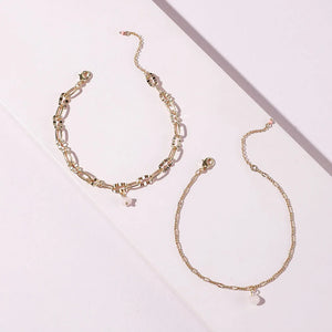 Summer Jewelry Women Dainty Chain Raw Stone Charm Anklet Bracelet