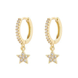 925 Silver Star Dangle Hoop Earrings for Women
