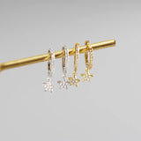 925 Silver Star Dangle Hoop Earrings for Women