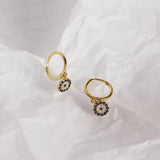 925 Sterling Silver Evil Eye Hoop Earrings with Crystal