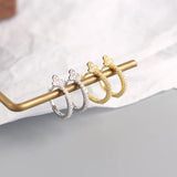 Rainbow Zircon Hoop Earrings 925 Sterling Silver Skinny Summer Love