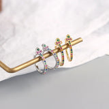 Rainbow Zircon Hoop Earrings 925 Sterling Silver Skinny Summer Love