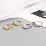Rainbow Zircon Hoop Earrings 925 Sterling Silver Skinny Summer Love