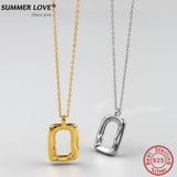 Geometric Hollow Rectangle Pendant Necklace
