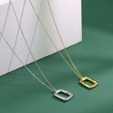 Geometric Hollow Rectangle Pendant Necklace
