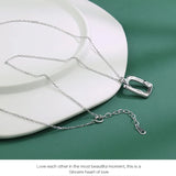 Geometric Hollow Rectangle Pendant Necklace