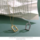 Geometric Hollow Rectangle Pendant Necklace