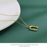 Geometric Hollow Rectangle Pendant Necklace