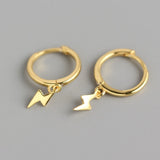Summer Love Lightning Hoop Earrings 925 Sterling Silver Fine Jewelry