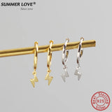 Summer Love Lightning Hoop Earrings 925 Sterling Silver Fine Jewelry