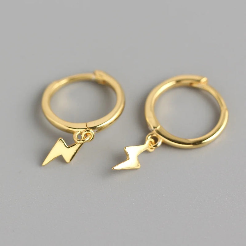 Summer Love Lightning Hoop Earrings 925 Sterling Silver Fine Jewelry