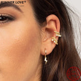 Summer Love Lightning Hoop Earrings 925 Sterling Silver Fine Jewelry