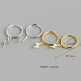 Summer Love Lightning Hoop Earrings 925 Sterling Silver Fine Jewelry