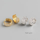 Summer Love 925 Silver U-Shape Hoop Earrings CZ Fine Jewelry