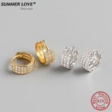 Summer Love 925 Silver U-Shape Hoop Earrings CZ Fine Jewelry
