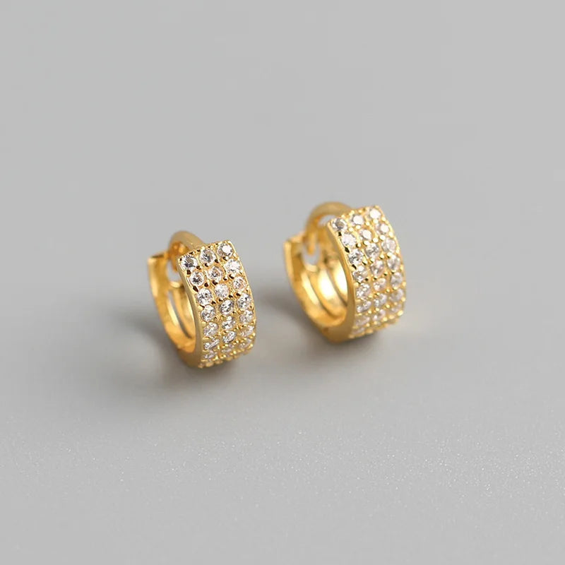 Summer Love 925 Silver U-Shape Hoop Earrings CZ Fine Jewelry