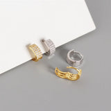 Summer Love 925 Silver U-Shape Hoop Earrings CZ Fine Jewelry