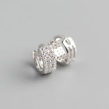 Summer Love 925 Silver U-Shape Hoop Earrings CZ Fine Jewelry