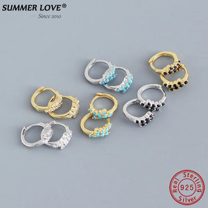Summer Love Crystal Hoop Earrings 925 Sterling Silver