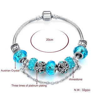 Summer Love Charm Bracelet Lake Crystal Heart Beaded Pop Bracelet