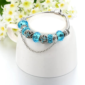 Summer Love Charm Bracelet Lake Crystal Heart Beaded Pop Bracelet