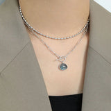 925 Silver Labradorite Geometric Chain Choker Necklace for Women
