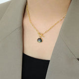 925 Silver Labradorite Geometric Chain Choker Necklace for Women