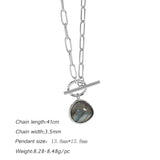 925 Silver Labradorite Geometric Chain Choker Necklace for Women