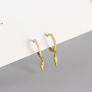 925 Silver Crystal Lightning Hoop Earrings