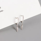 925 Silver Crystal Lightning Hoop Earrings