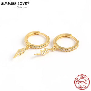 925 Silver Crystal Lightning Hoop Earrings