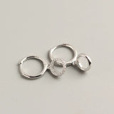 925 Sterling Silver Hoop Earrings Zircon Circle Pendant Fine Jewelry