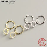 925 Sterling Silver Hoop Earrings Zircon Circle Pendant Fine Jewelry