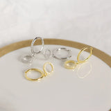 925 Sterling Silver Hoop Earrings Zircon Circle Pendant Fine Jewelry