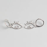 925 Silver Zircon Eye Pendant Hoop Earring for Women