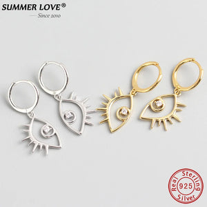 925 Silver Zircon Eye Pendant Hoop Earring for Women