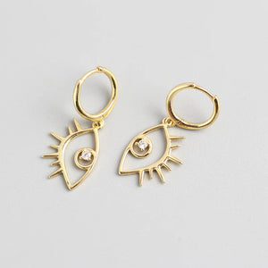 925 Silver Zircon Eye Pendant Hoop Earring for Women