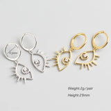 925 Silver Zircon Eye Pendant Hoop Earring for Women