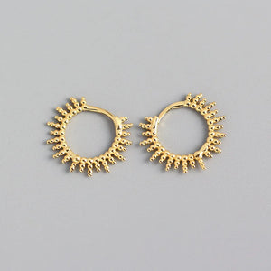 Geometric Round Bead Hoop Earrings 925 Sterling Silver