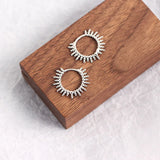 Geometric Round Bead Hoop Earrings 925 Sterling Silver