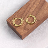 Geometric Round Bead Hoop Earrings 925 Sterling Silver