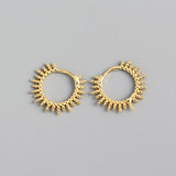 Geometric Round Bead Hoop Earrings 925 Sterling Silver