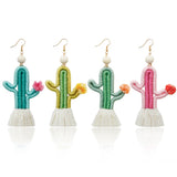 Summer Wooden Bead Tassel Earrings