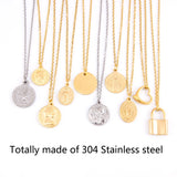 Summer Women's Coin Necklace Stainless Steel Choker Pendant